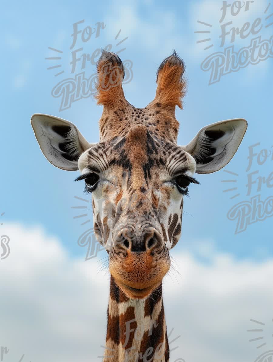 Majestic Giraffe Portrait Against a Blue Sky - Wildlife Photography