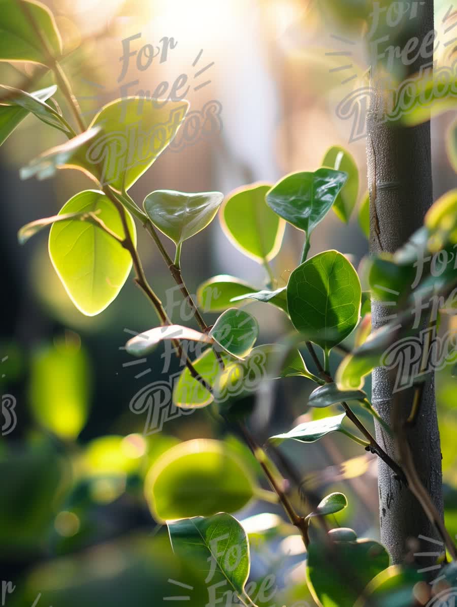 Sunlit Green Leaves in Nature: Freshness and Serenity