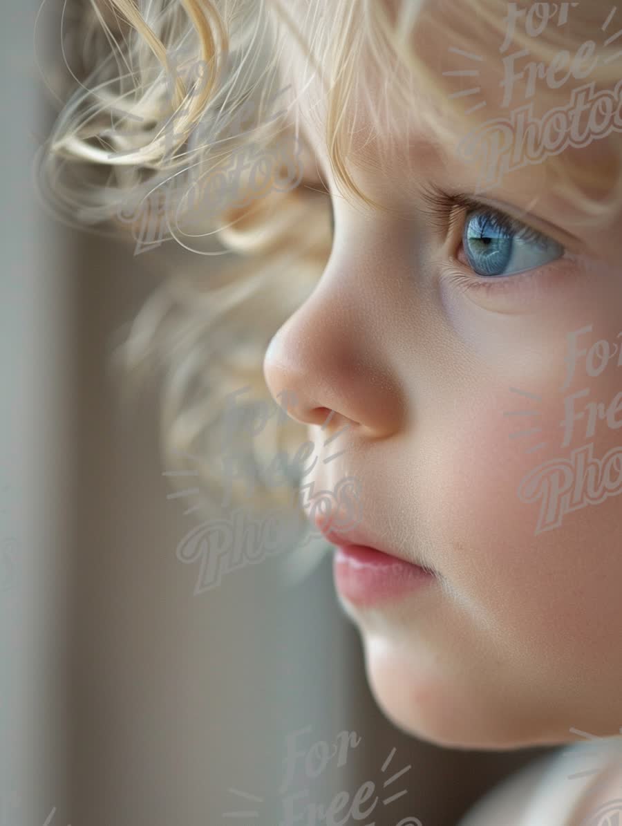 Captivating Child Portrait with Blue Eyes and Curly Hair, Natural Light