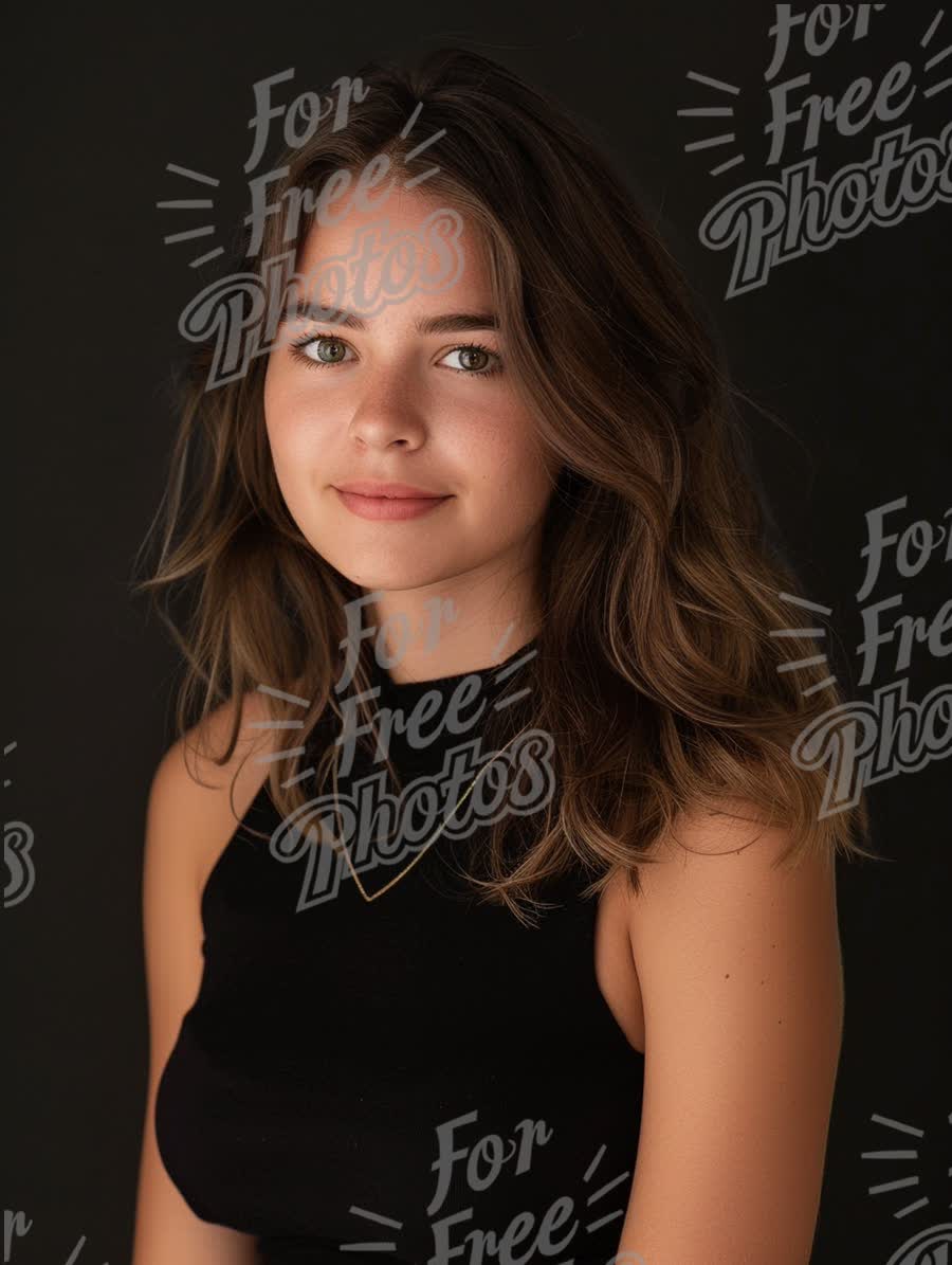 Natural Beauty Portrait of Young Woman with Soft Lighting on Dark Background