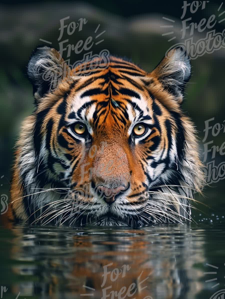 Majestic Tiger Portrait in Water: Wildlife Photography, Nature Conservation, and Animal Beauty