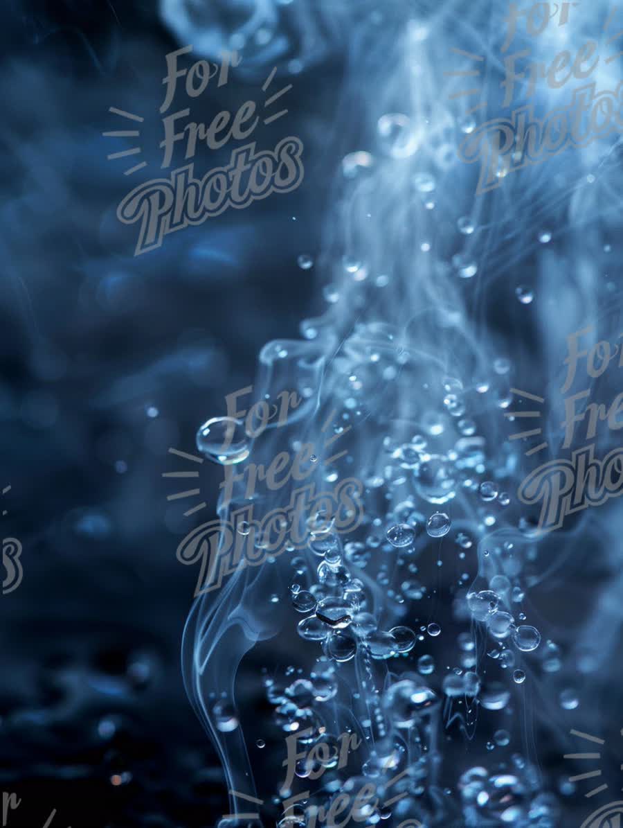 Abstract Water Bubbles and Smoke in Blue Tones