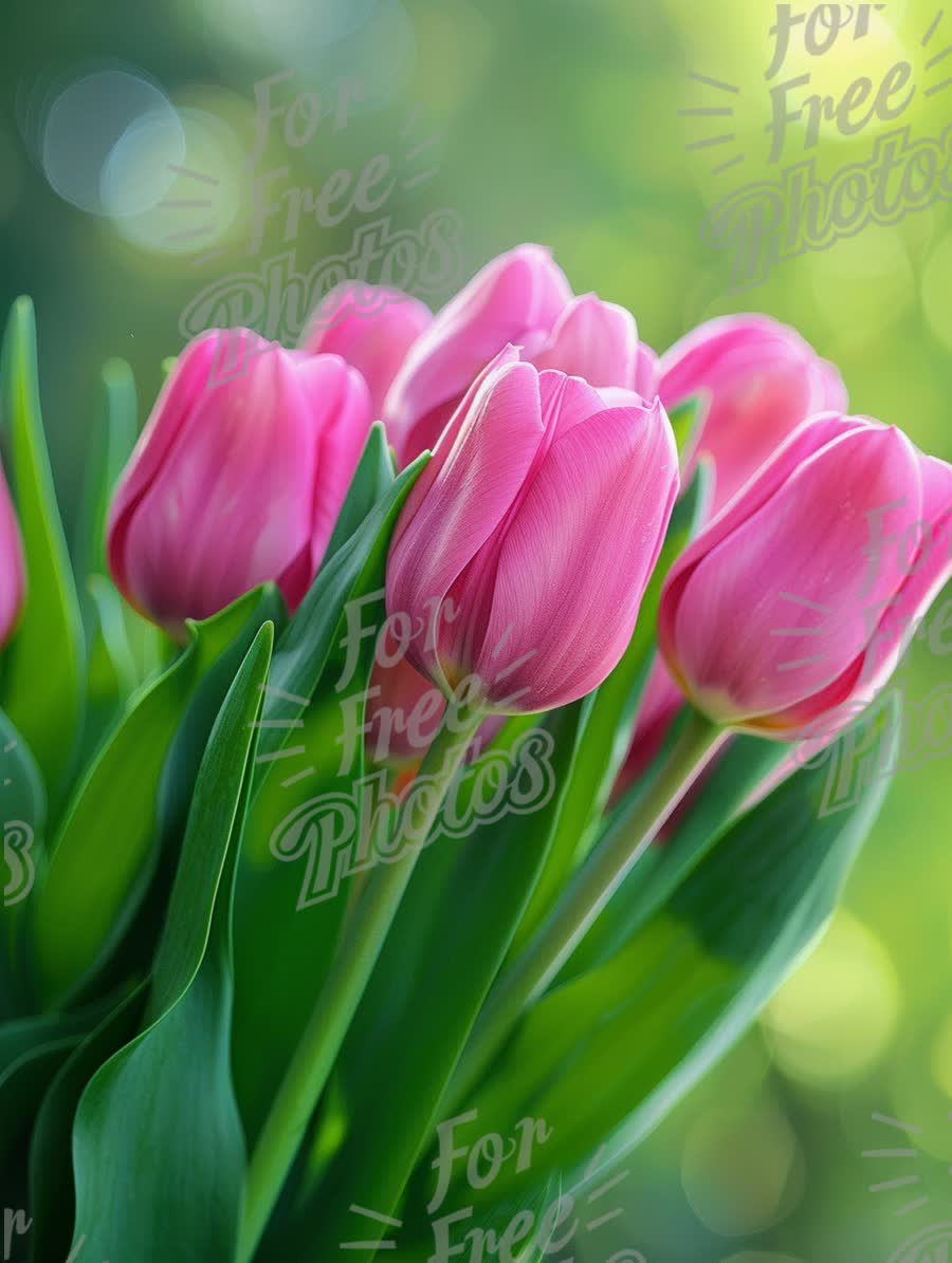 Vibrant Pink Tulips in Bloom with Soft Bokeh Background