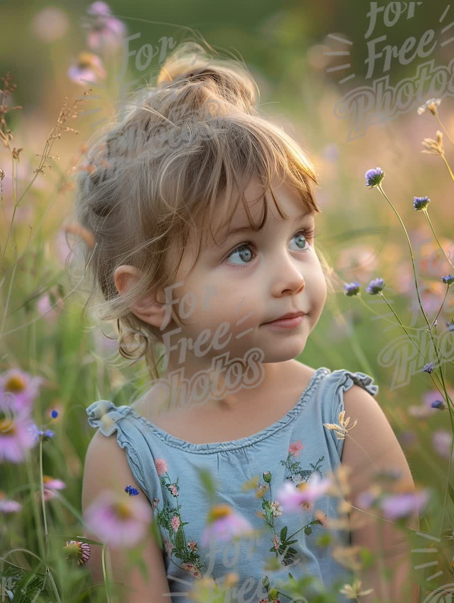 Charming Child in a Flower Field: Innocence and Nature's Beauty