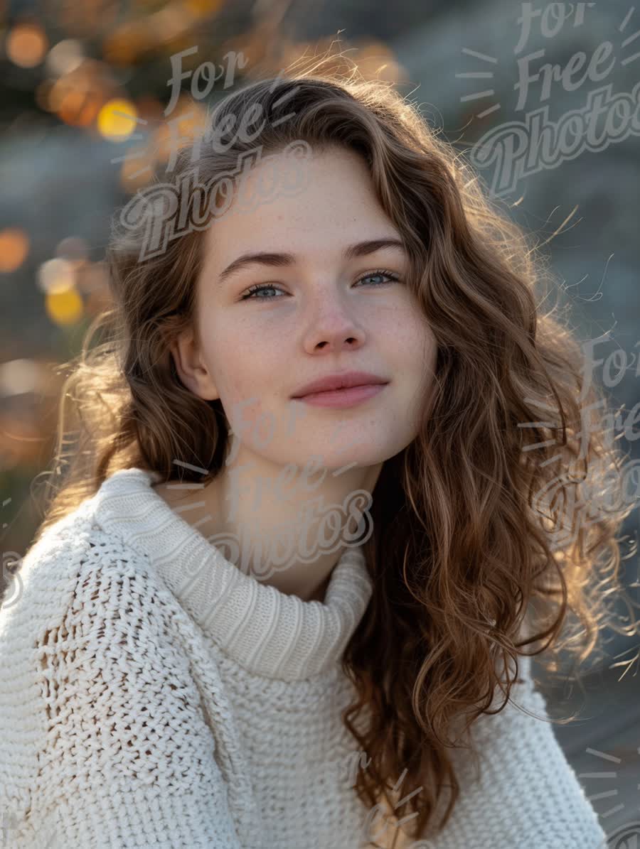 Natural Beauty: Portrait of a Young Woman with Curly Hair in Soft Light