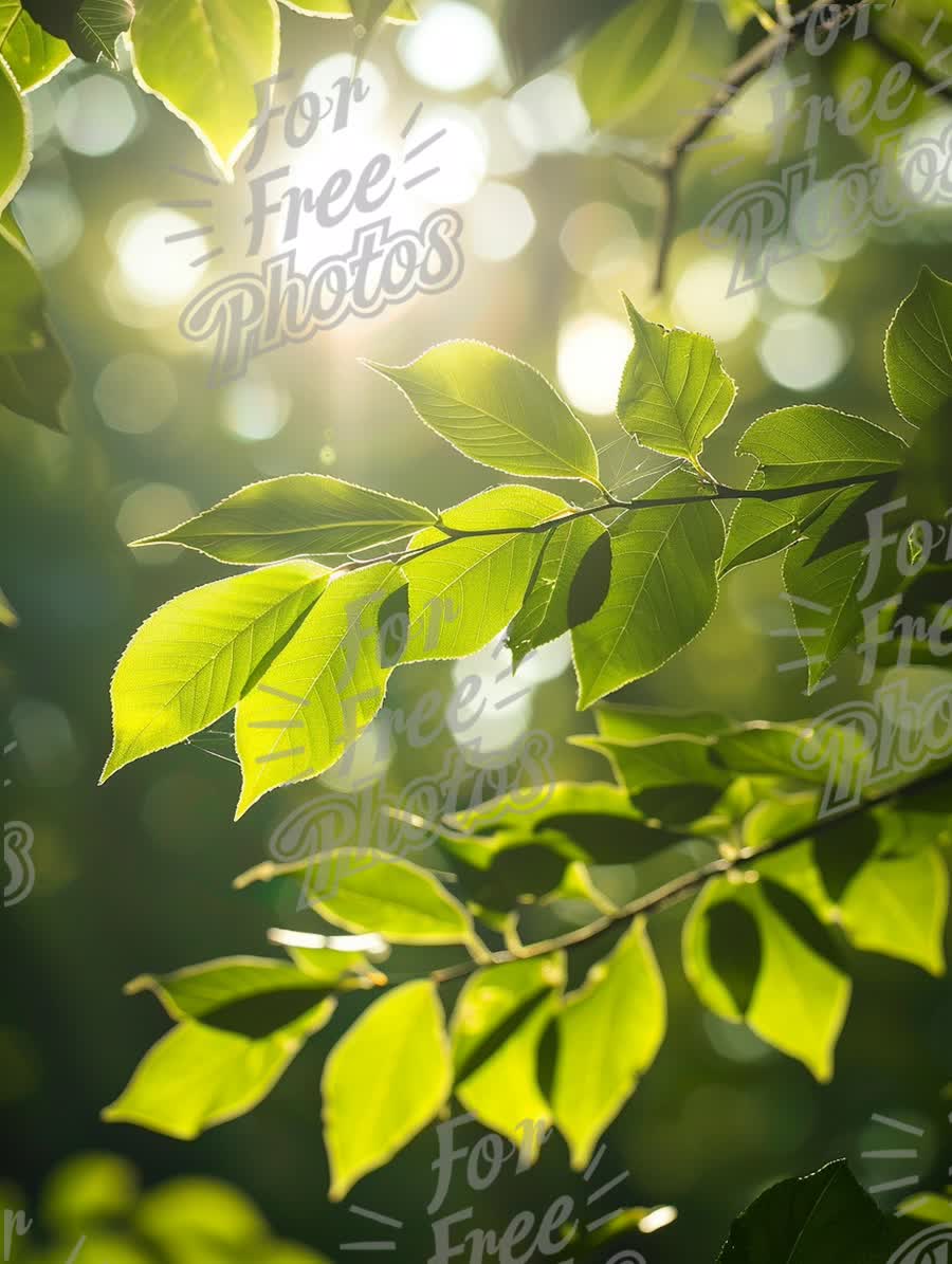 Sunlit Green Leaves with Bokeh Background - Nature and Serenity