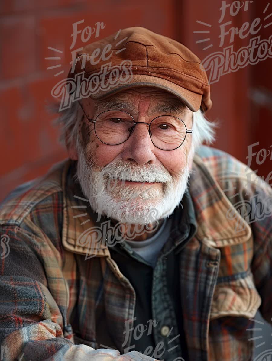 Warm Portrait of an Elderly Man with a Cap and Glasses, Exuding Wisdom and Experience