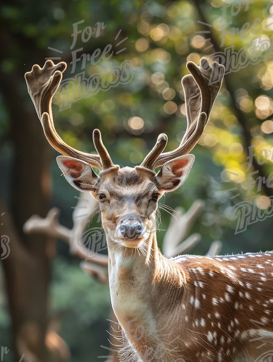 Majestic Spotted Deer with Antlers in Natural Habitat