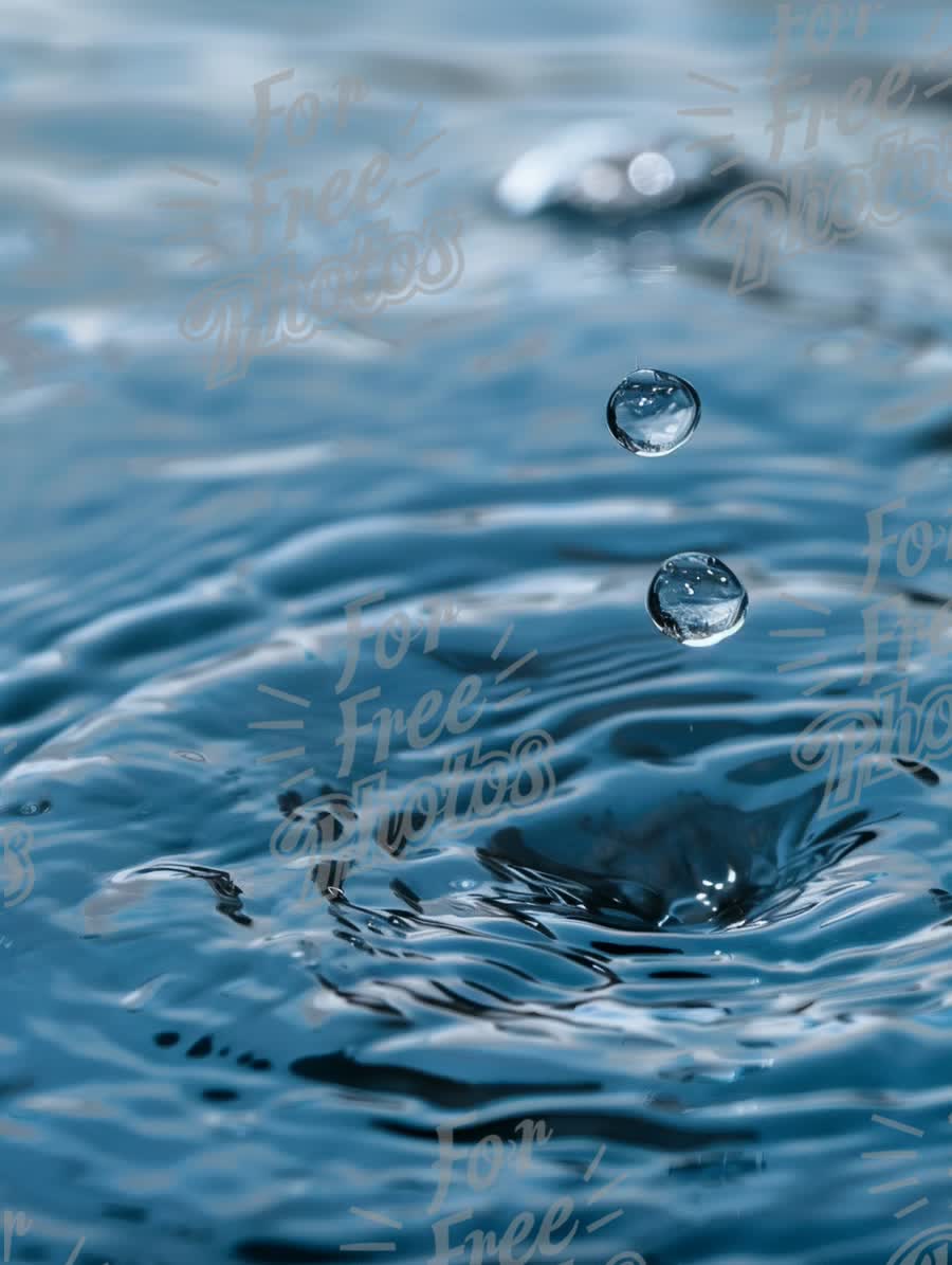 Close-Up of Water Droplets Creating Ripples on a Calm Surface