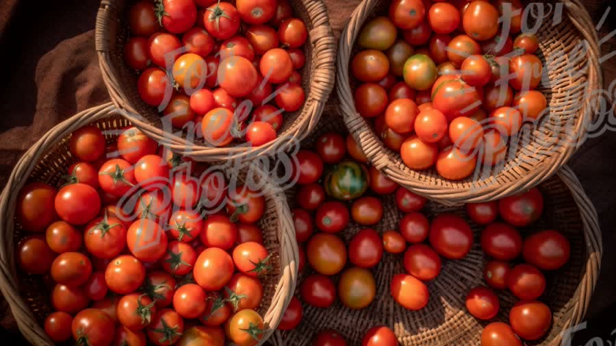 Fresh Organic Tomatoes in Rustic Baskets - Farm-to-Table Harvest