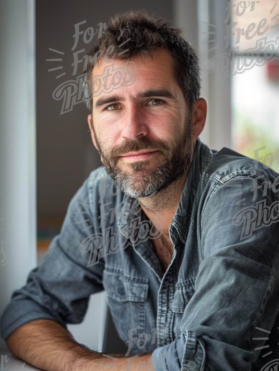 Confident Man with Beard in Casual Attire - Portrait for Lifestyle and Business Themes