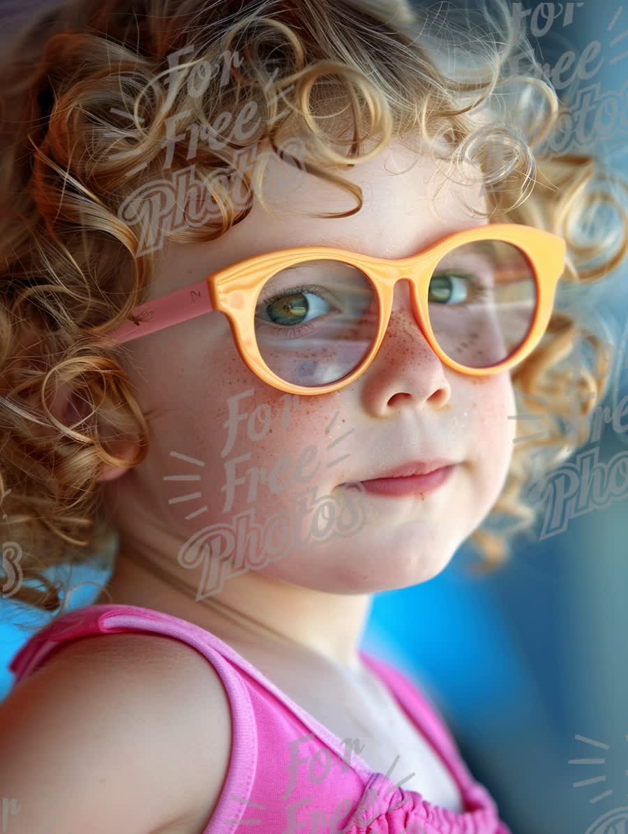 Charming Child with Curly Hair and Stylish Sunglasses: Summer Fun and Playfulness