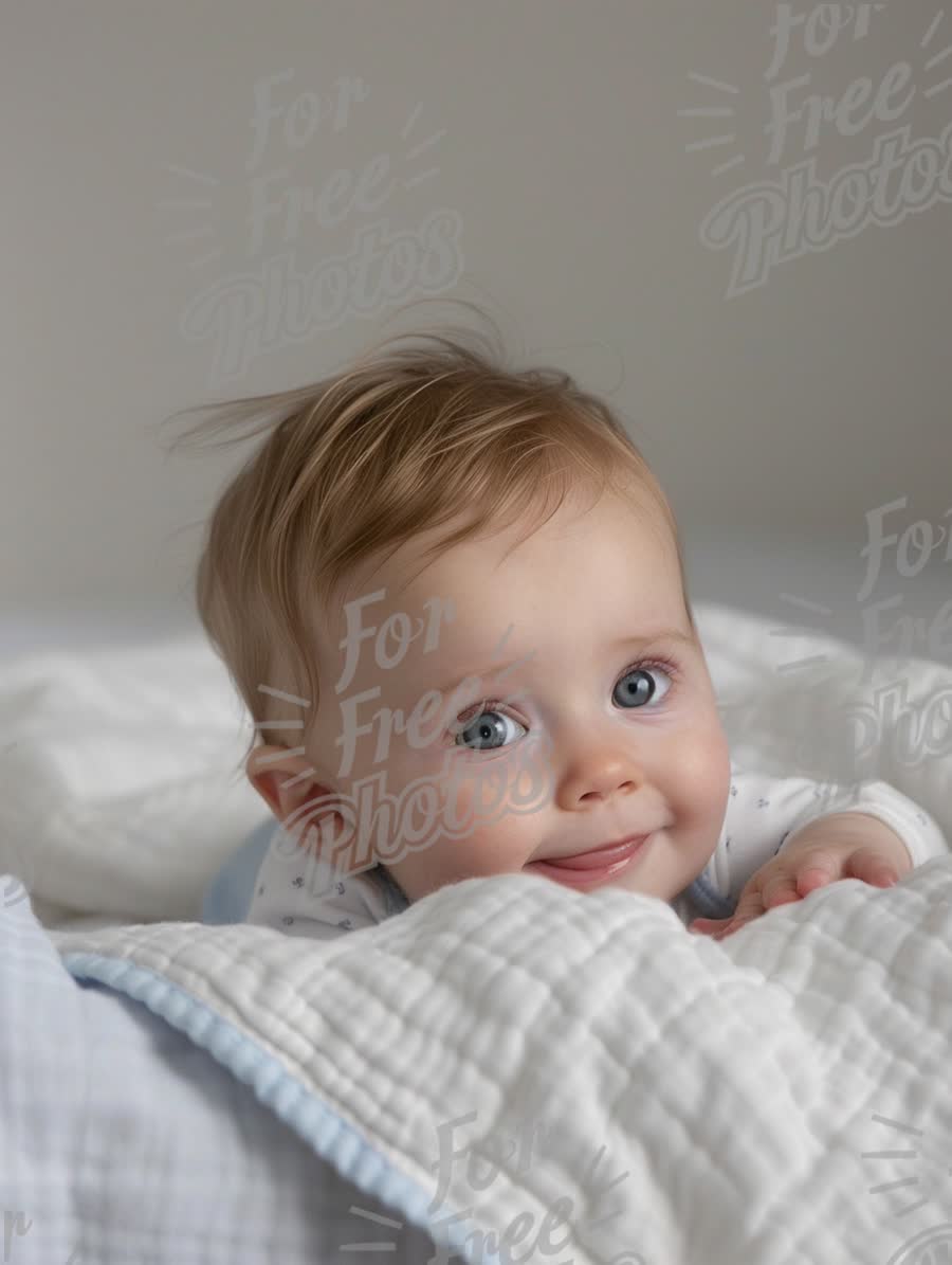 Adorable Baby Smiling on Soft Blanket - Infant Joy and Cuteness