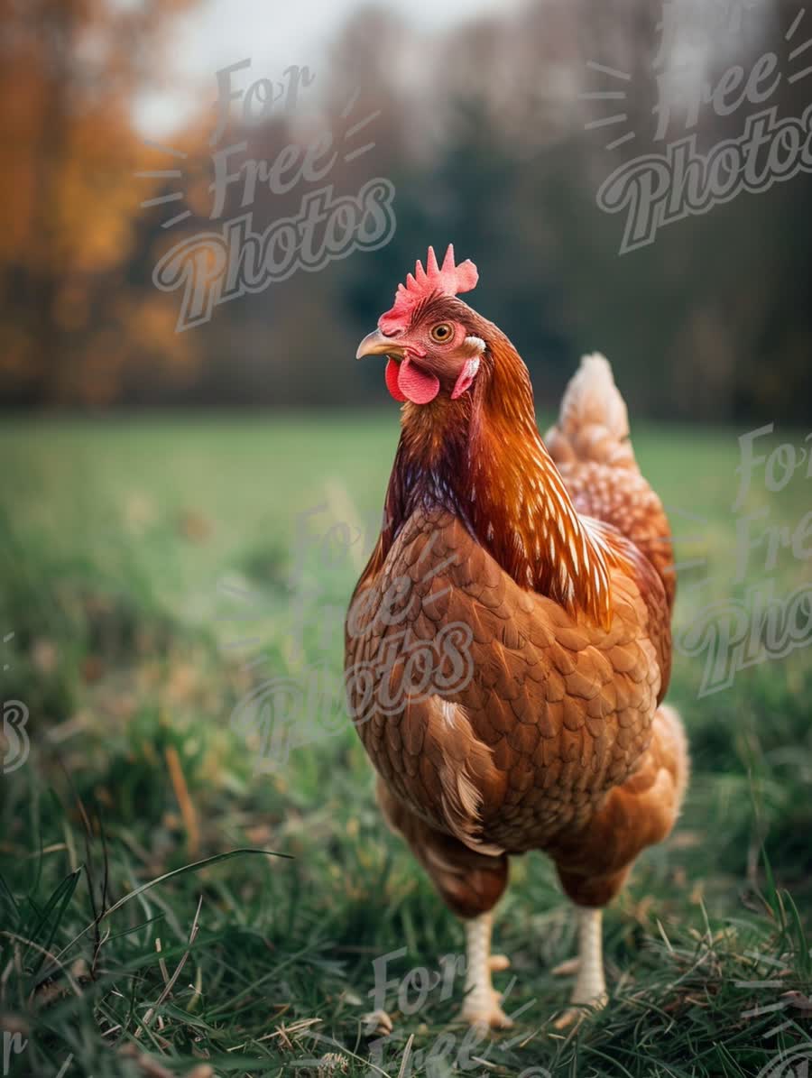 Free-Range Chicken in Natural Farm Setting - Organic Farming and Sustainable Agriculture Concept