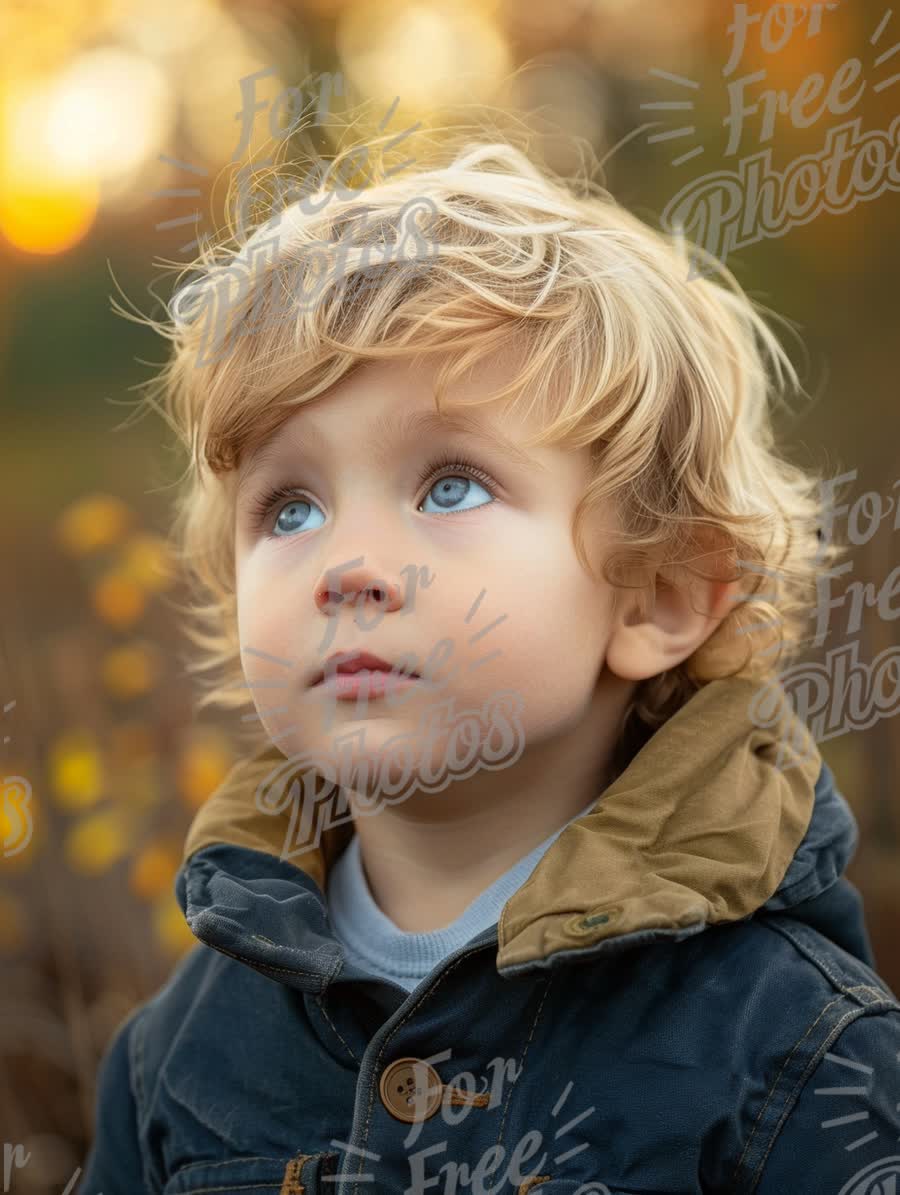 Curious Child Gazing at Sunset in Autumn Landscape