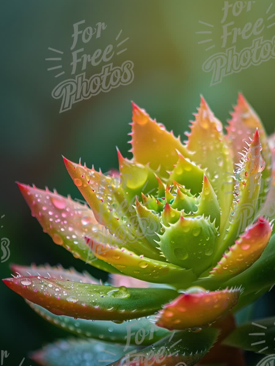 Vibrant Succulent with Dew Drops: Nature's Beauty and Resilience