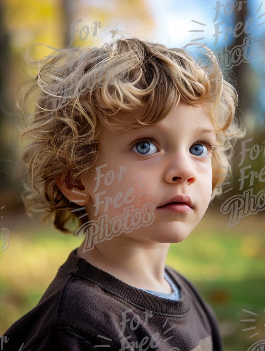 Curious Child with Blue Eyes in Nature - Innocence and Wonder