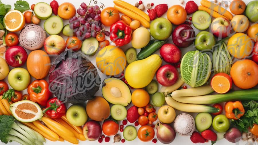 Vibrant Assortment of Fresh Fruits and Vegetables for Healthy Eating and Nutrition