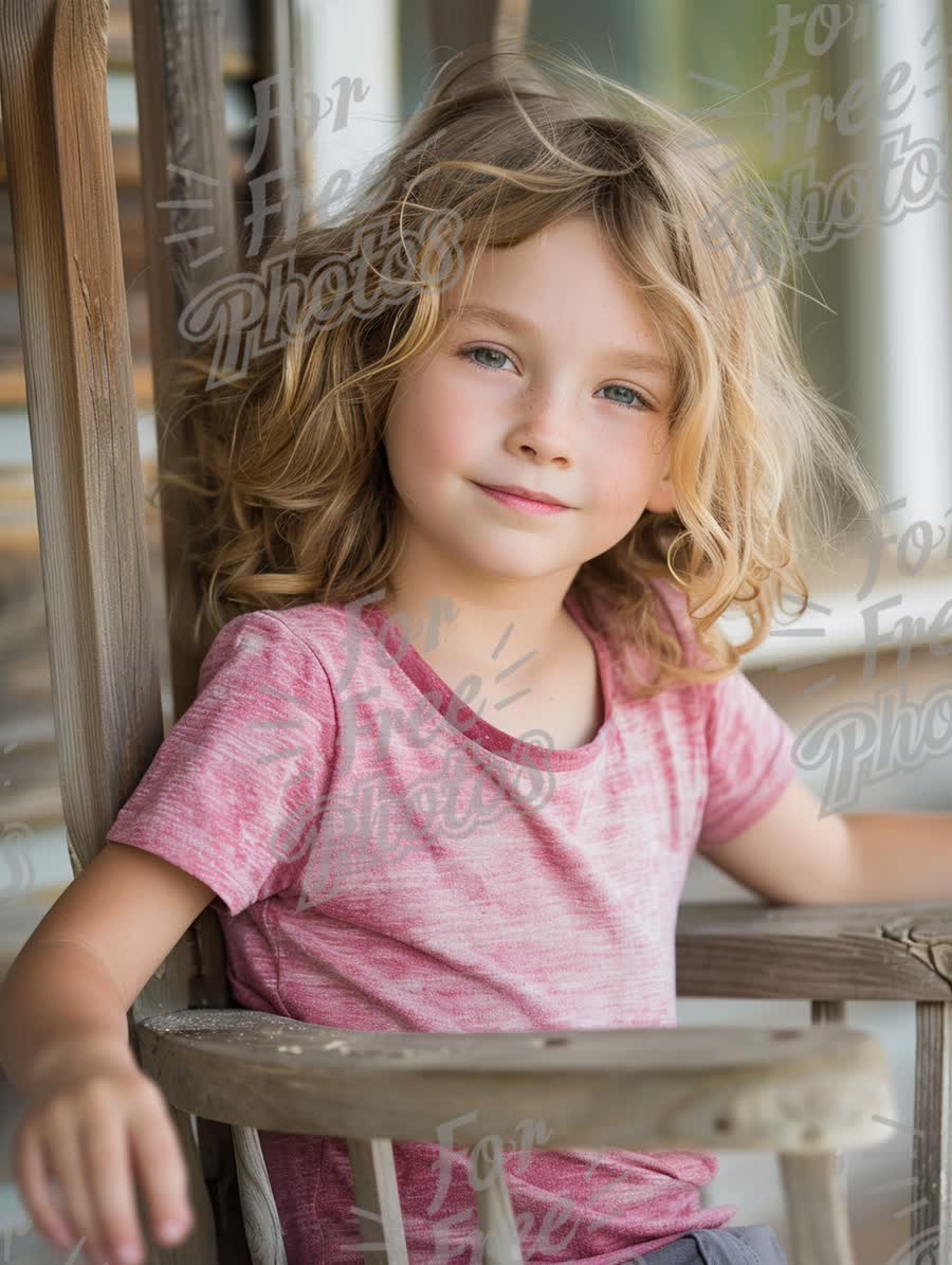 Charming Portrait of a Young Child with Curly Hair in a Rustic Setting