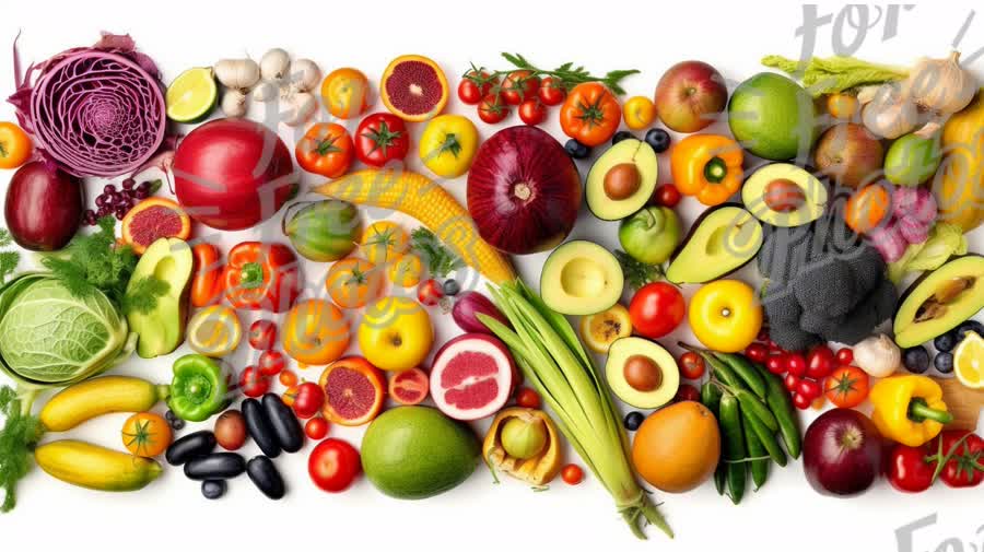 Vibrant Assortment of Fresh Fruits and Vegetables for Healthy Eating and Nutrition