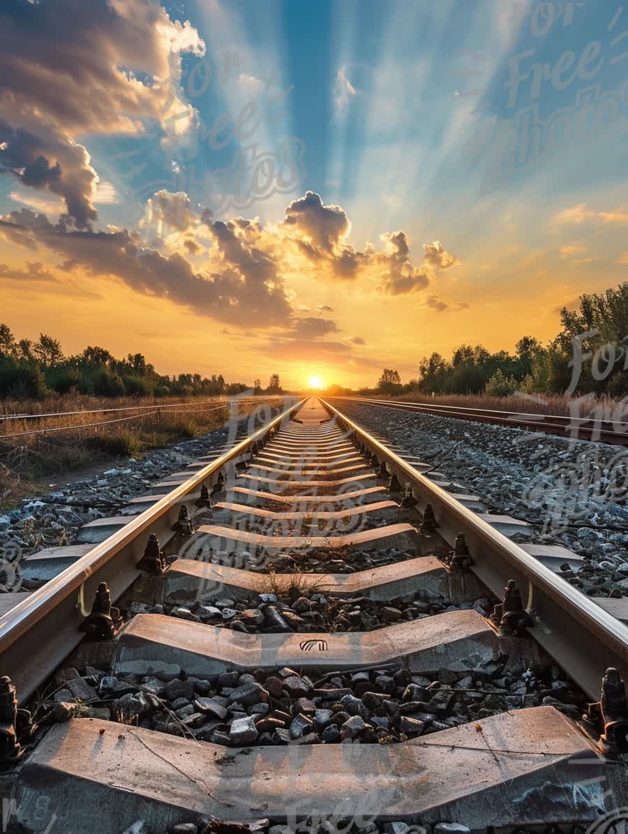 Scenic Sunset Over Railway Tracks: Journey, Adventure, and Nature