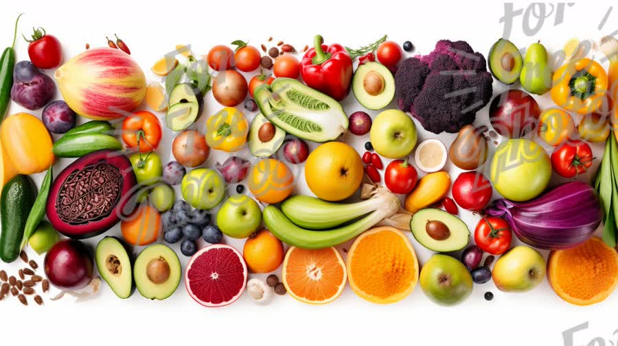 Vibrant Assortment of Fresh Fruits and Vegetables for Healthy Eating and Nutrition