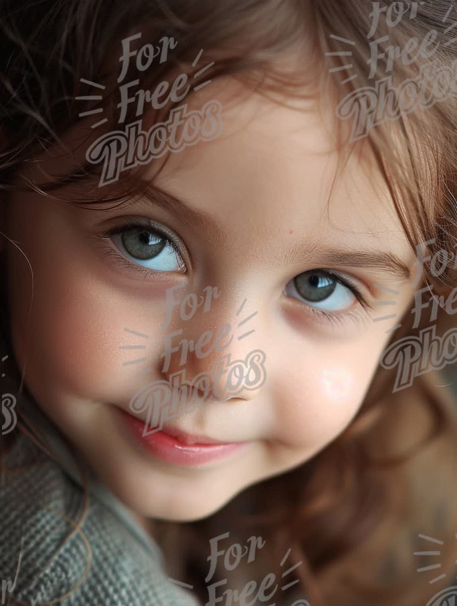 Charming Child Portrait with Bright Blue Eyes and Soft Smile