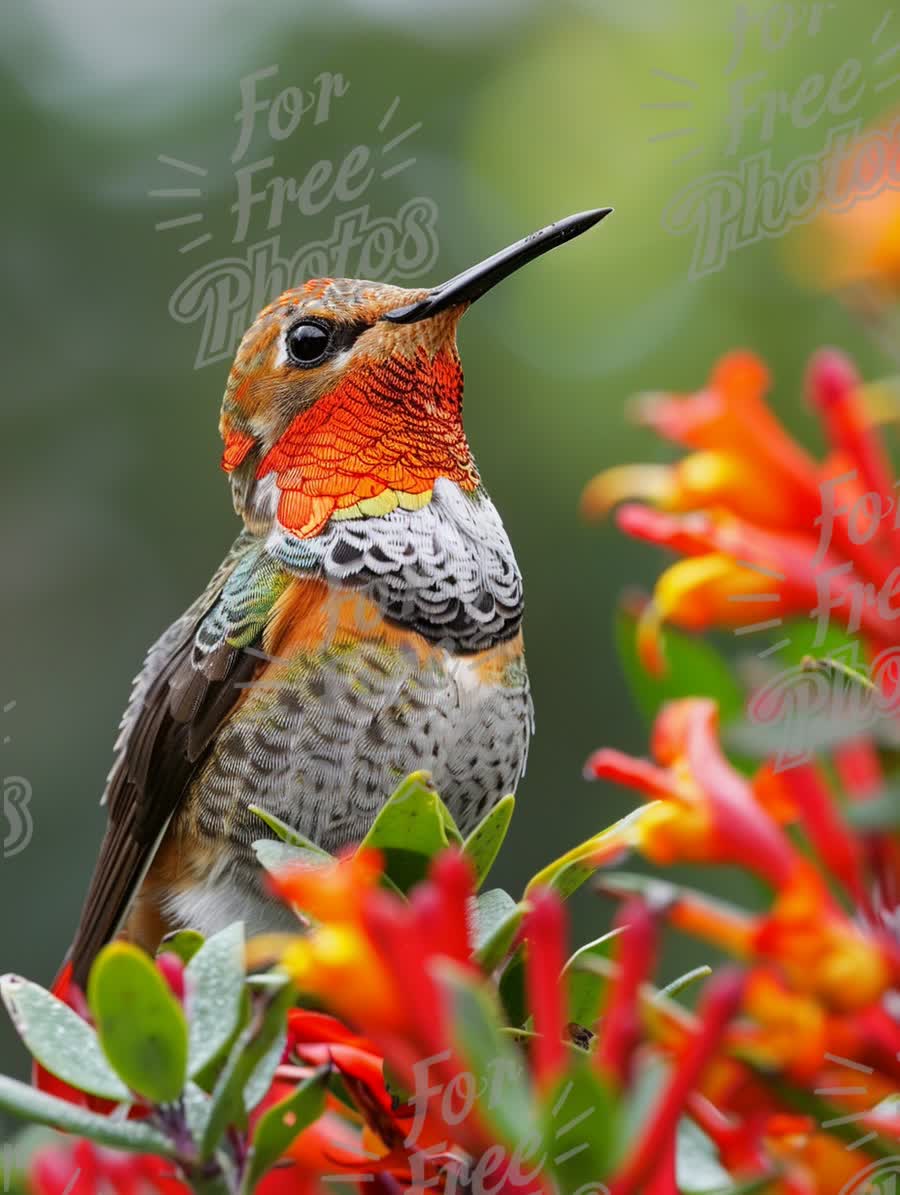 Vibrant Hummingbird Among Colorful Flowers: Nature's Beauty and Wildlife Photography