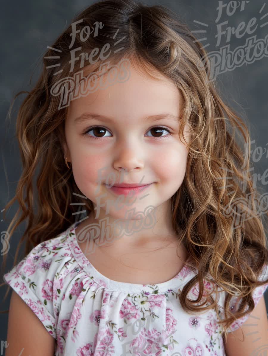 Charming Young Girl with Curly Hair and Bright Smile - Portrait of Innocence and Joy