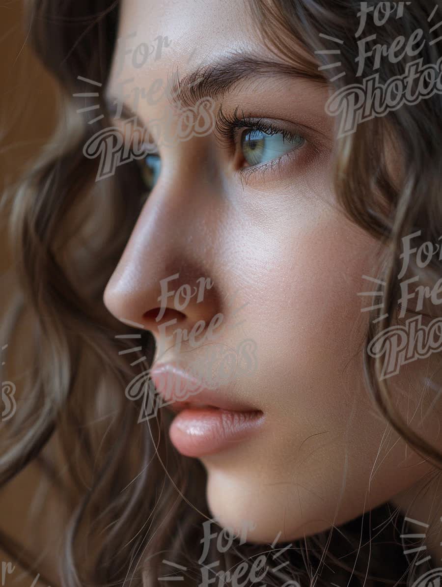 Close-Up Portrait of a Young Woman with Natural Beauty and Curly Hair