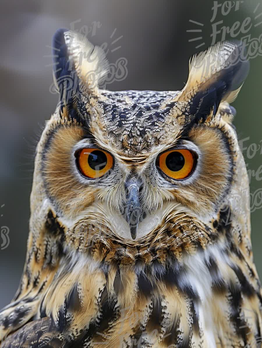 Majestic Owl Portrait with Striking Orange Eyes - Wildlife Photography