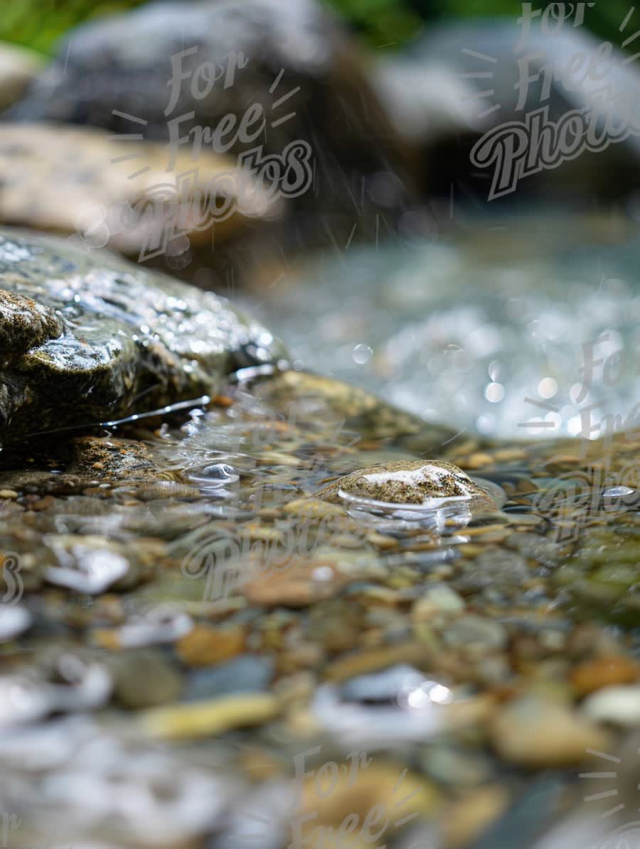 Tranquil Stream with Pebbles and Gentle Water Flow