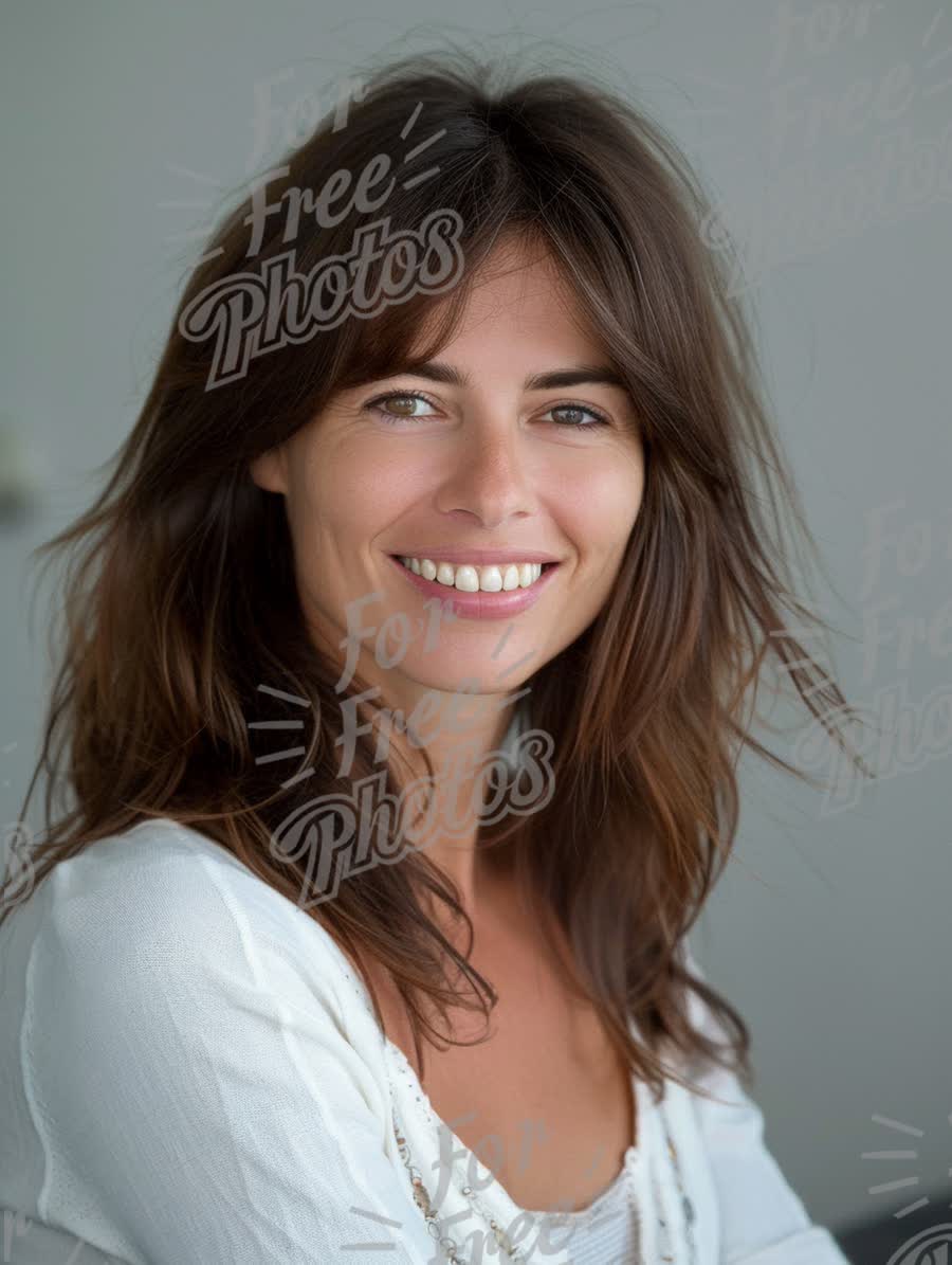 Natural Beauty Portrait of a Smiling Woman with Long Hair