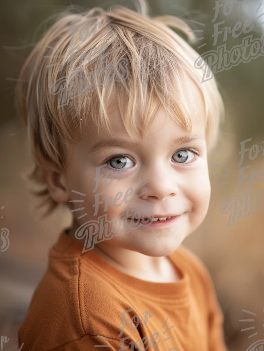 Charming Smiling Toddler with Bright Blue Eyes in Natural Outdoor Setting