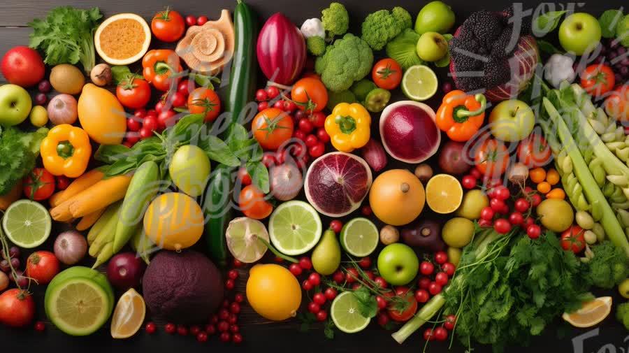 Vibrant Assortment of Fresh Fruits and Vegetables for Healthy Eating and Nutrition