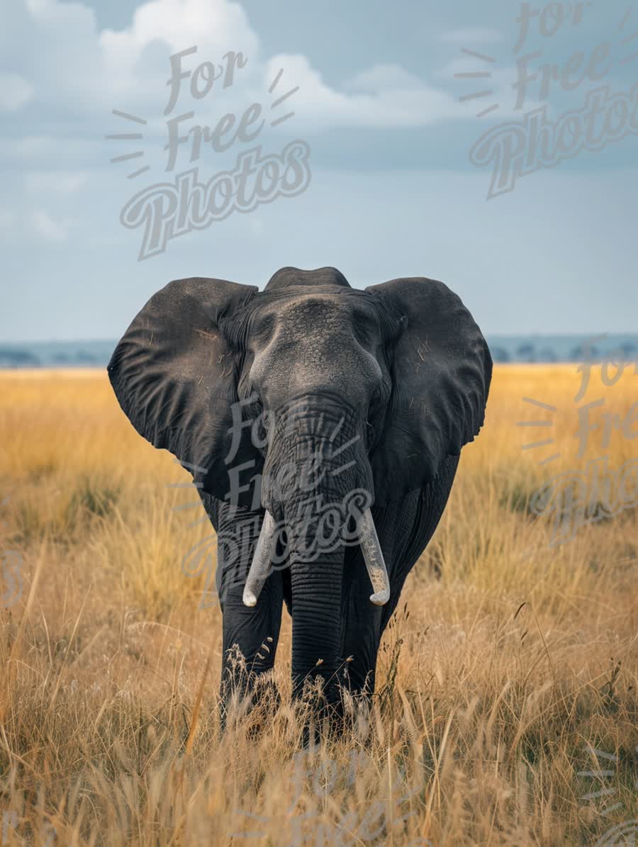 Majestic African Elephant in Golden Grasslands - Wildlife Photography