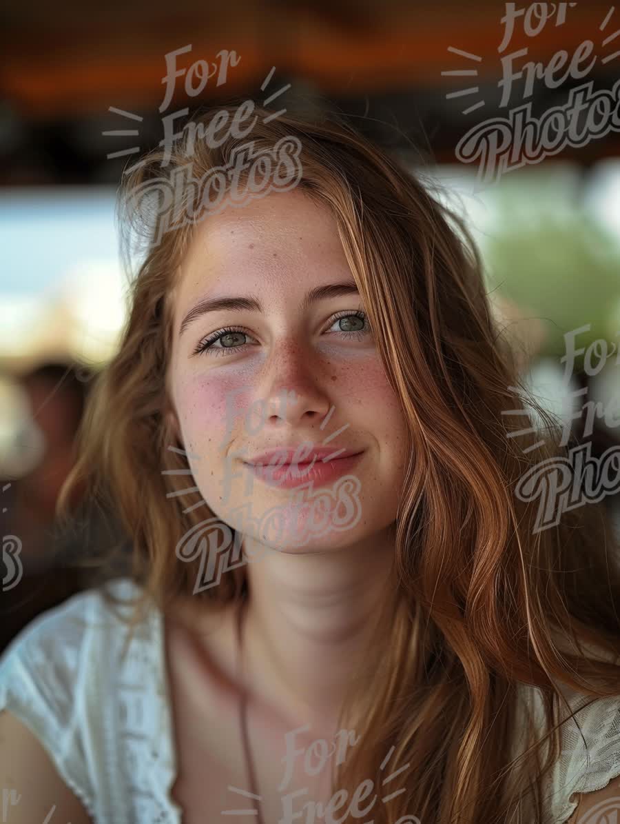 Natural Beauty Portrait of a Young Woman with Long Hair in a Relaxed Setting