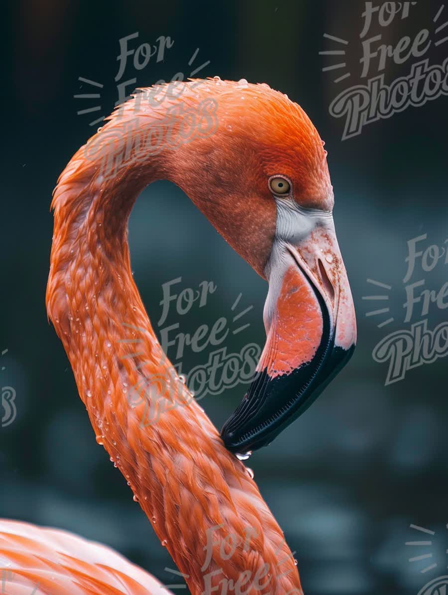 Elegant Flamingo Portrait with Water Droplets - Vibrant Wildlife Photography