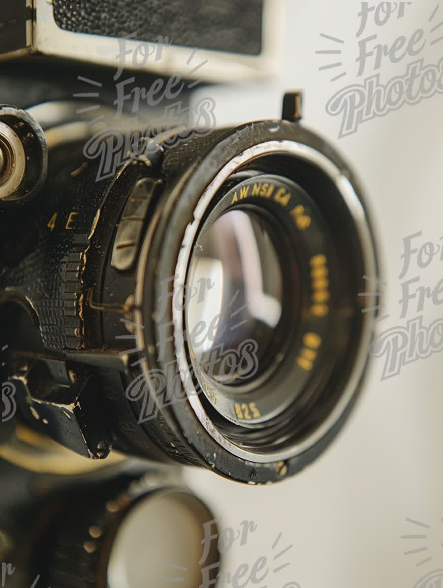 Vintage Camera Lens Close-Up: Nostalgic Photography Equipment