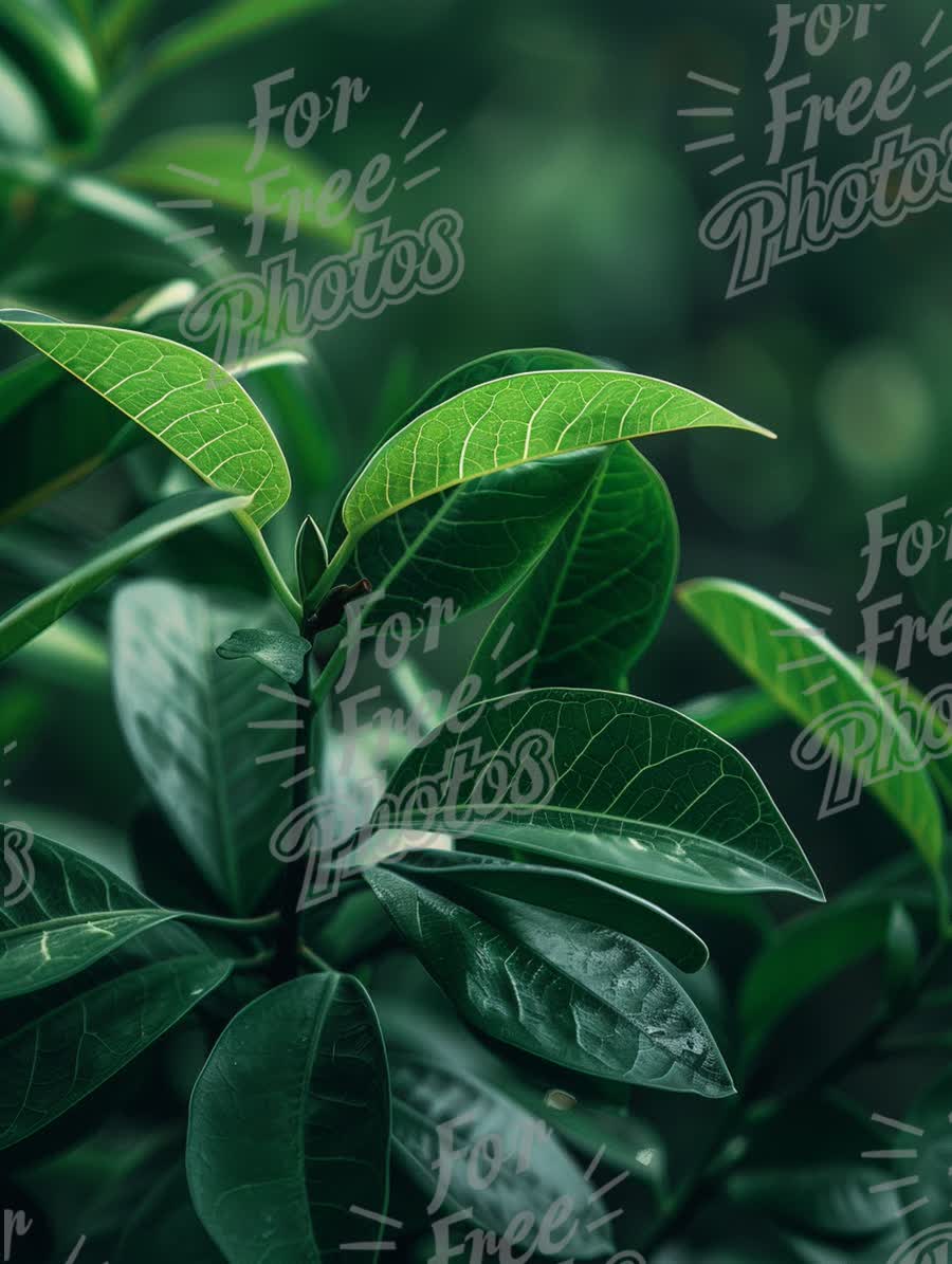 Vibrant Green Leaves in Lush Nature Background - Freshness and Growth