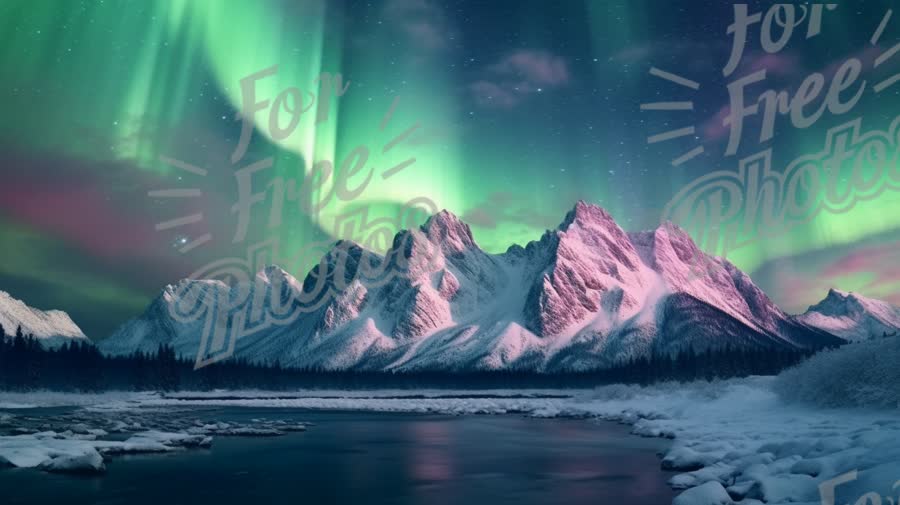 Stunning Northern Lights Over Majestic Snow-Capped Mountains