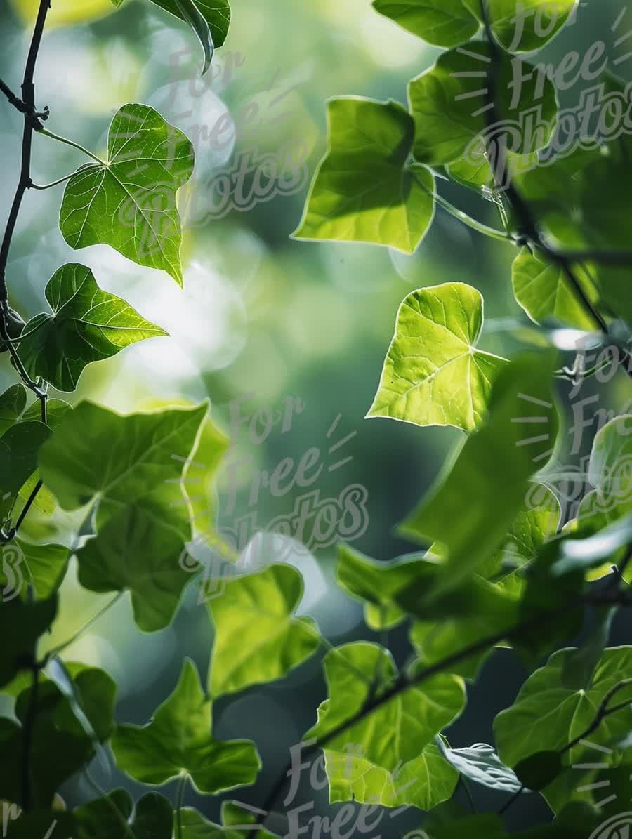 Vibrant Green Ivy Leaves with Soft Bokeh Background - Nature's Serenity