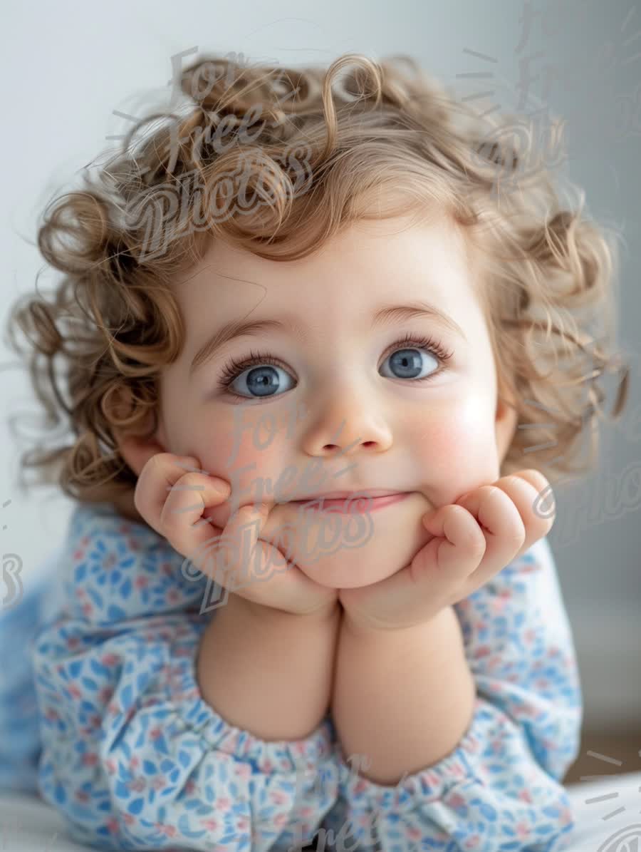 Adorable Toddler with Curly Hair and Bright Blue Eyes, Capturing Innocence and Joy