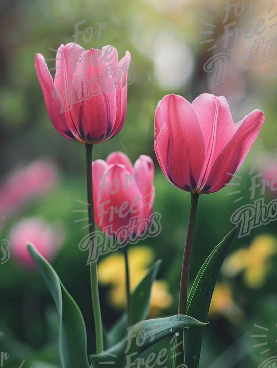 Vibrant Pink Tulips in Bloom: Spring Floral Beauty and Nature's Elegance