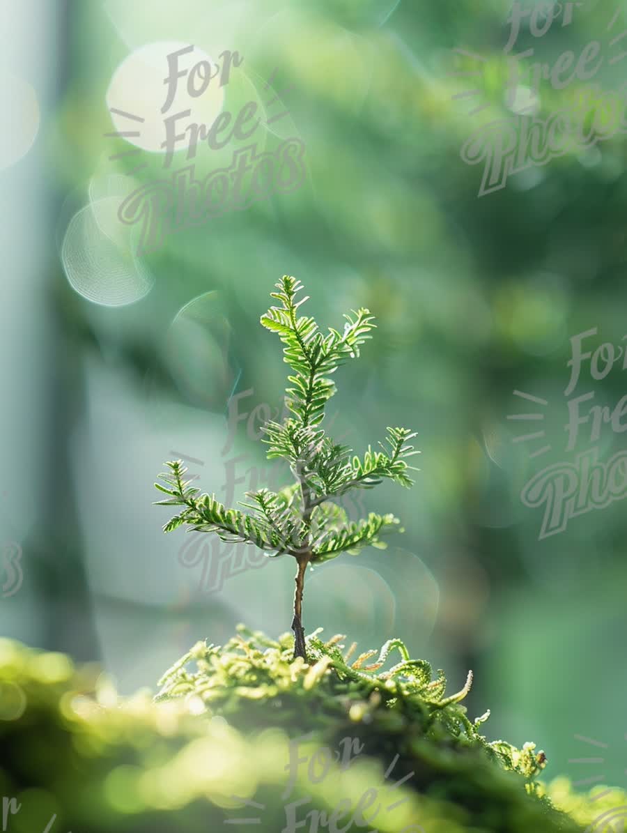 New Beginnings: Close-Up of a Young Tree Sprout in Lush Green Environment