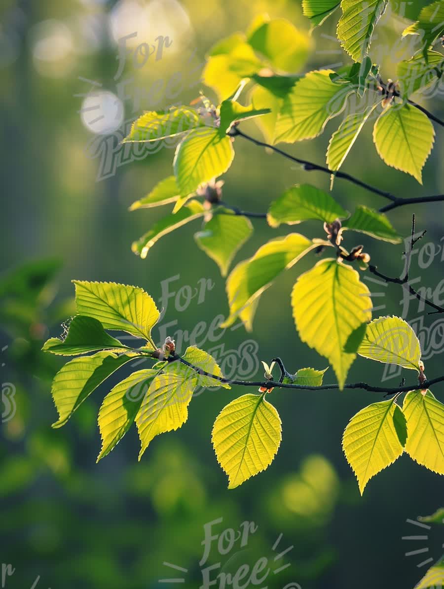 Vibrant Green Leaves in Soft Natural Light - Freshness and Renewal in Nature