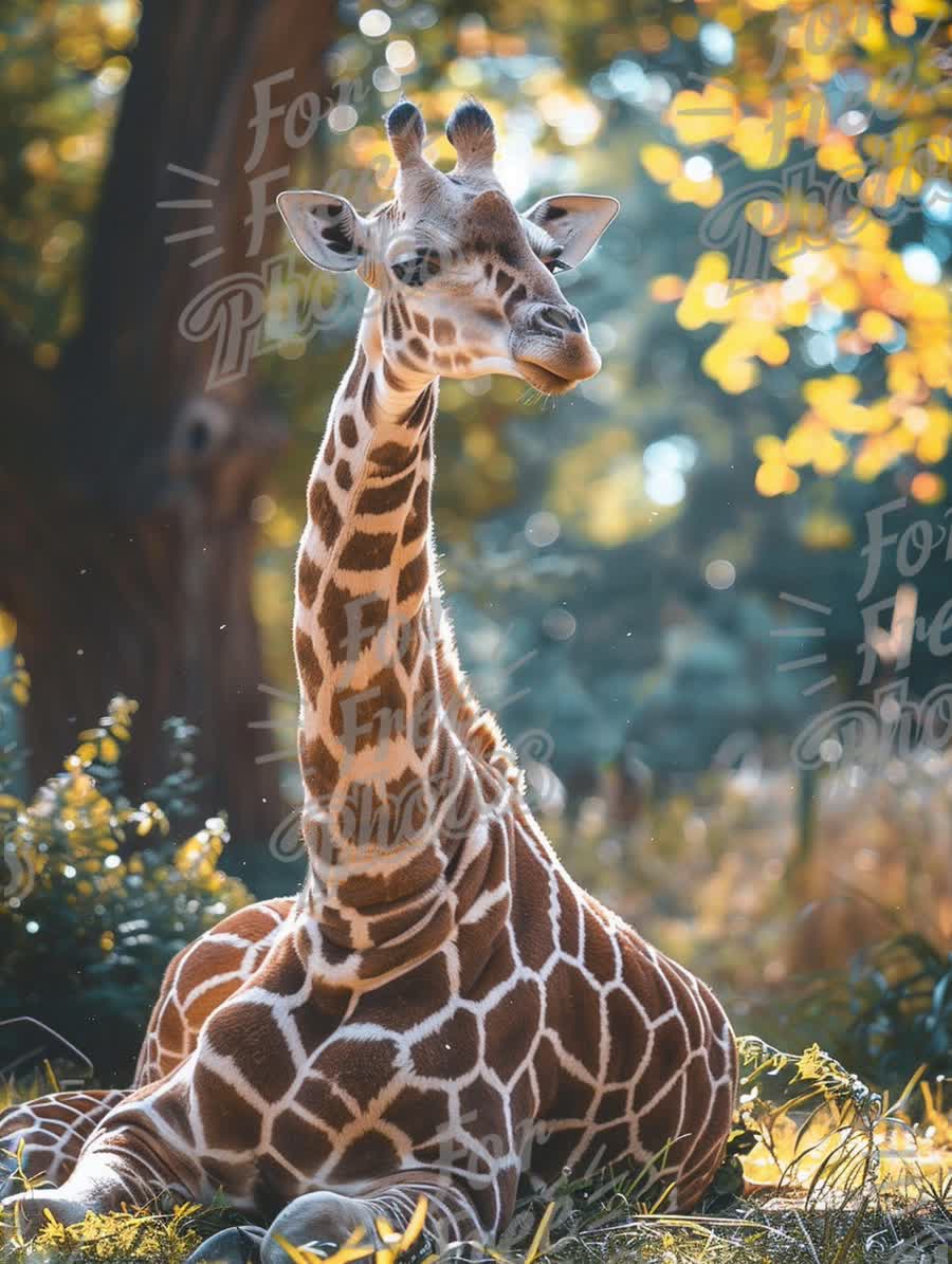 Majestic Giraffe Relaxing in Nature: Wildlife Photography