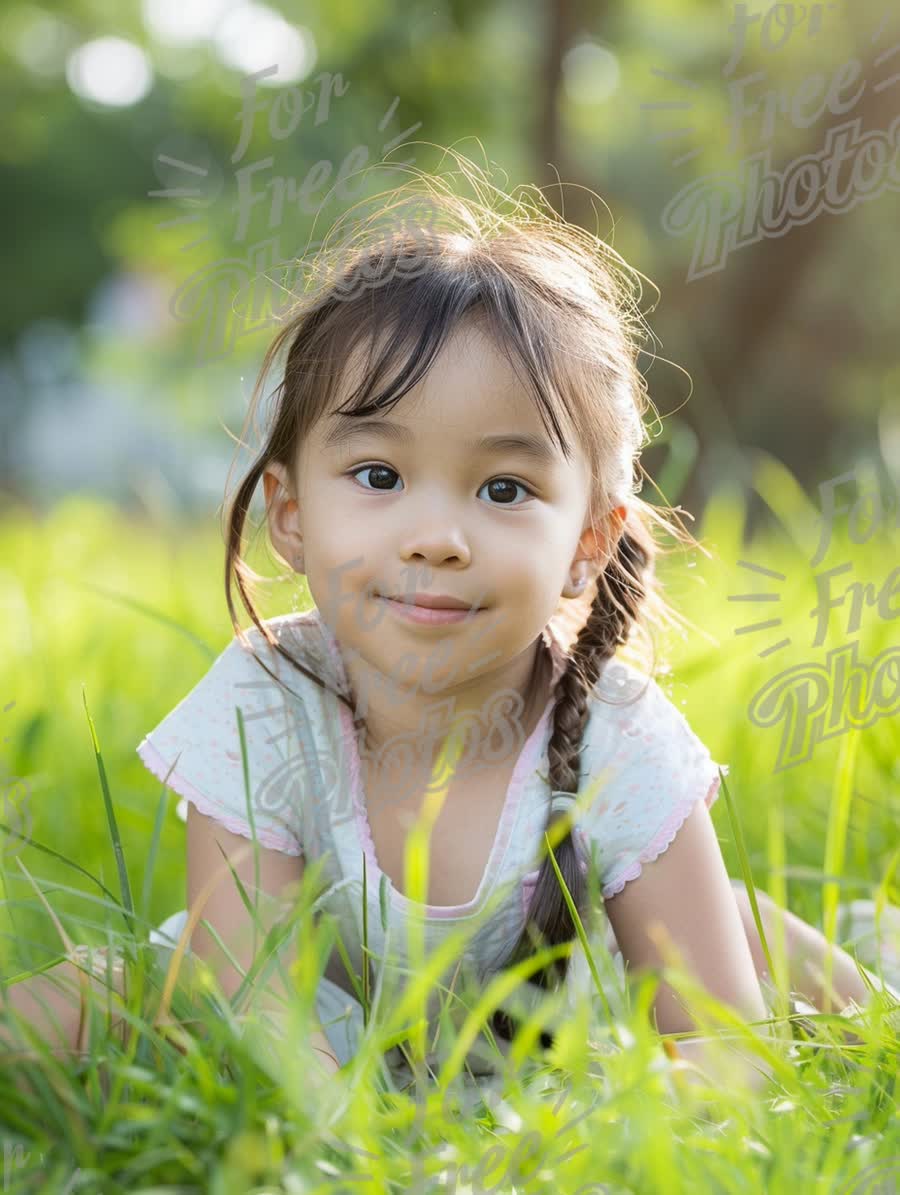 Joyful Child Playing in Lush Green Grass - Outdoor Happiness and Nature Connection