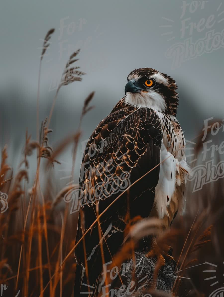 Majestic Hawk in Misty Marshland: Wildlife Photography