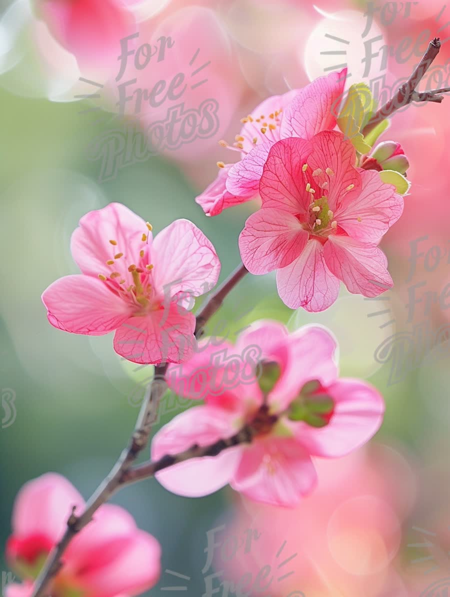 Delicate Pink Blossoms with Soft Bokeh Background - Spring Floral Beauty